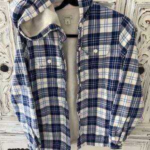 L.L. Bean Navy and White Checkered Utility Jacket